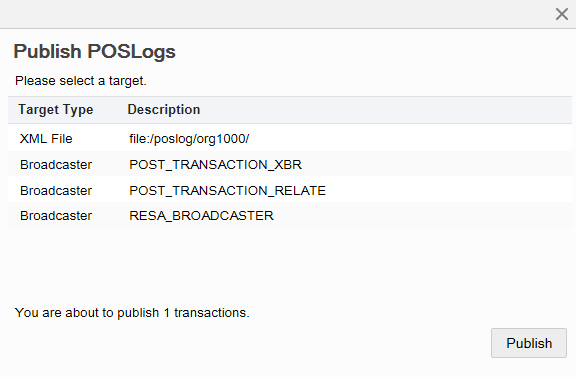 On-Prem Publish POSLog Target Prompt