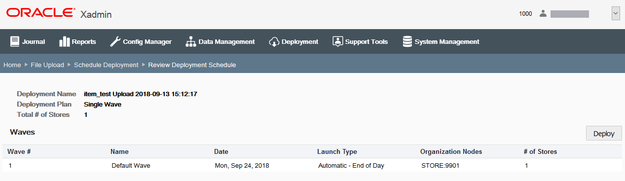 Single Wave: Review Deployment Schedule