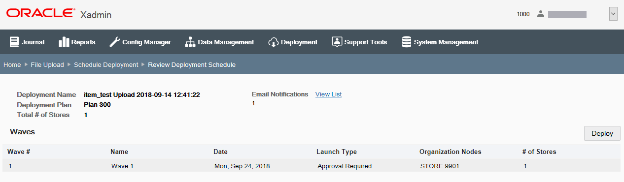 Review Deployment Schedule File Upload