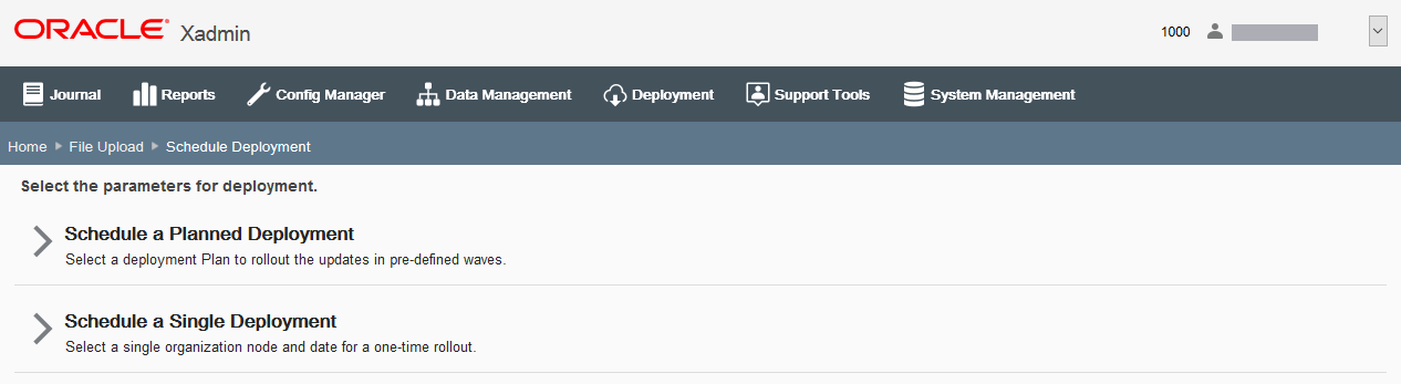 Schedule Deployment page