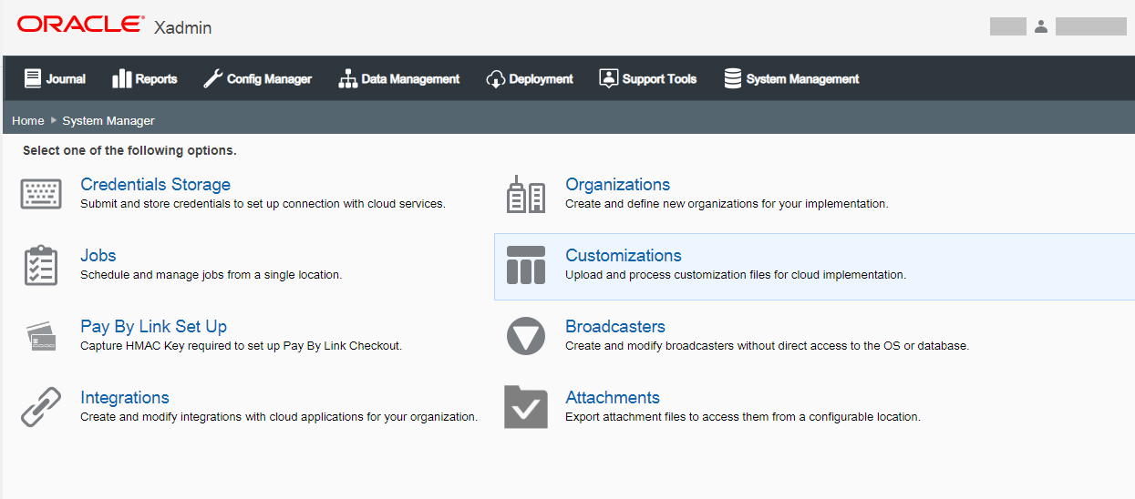 System Manager Menu