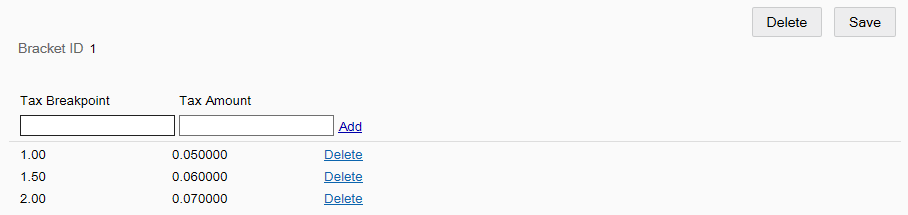 Delete Tax Bracket