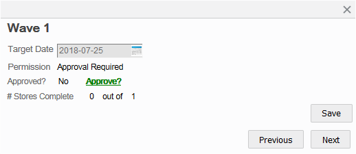 Wave Approval window - Approve Wave