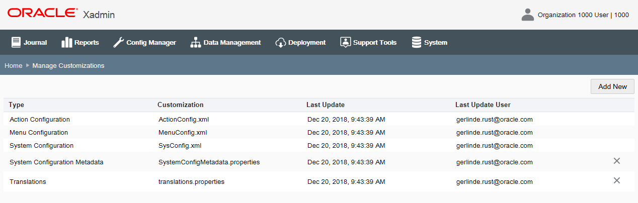 Customization Management Customization Management