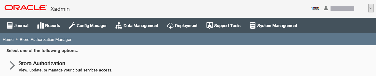 Store Authorization Manager page Store Authorization Manager page