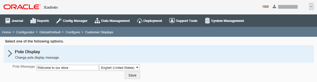 Edit Pole Display page