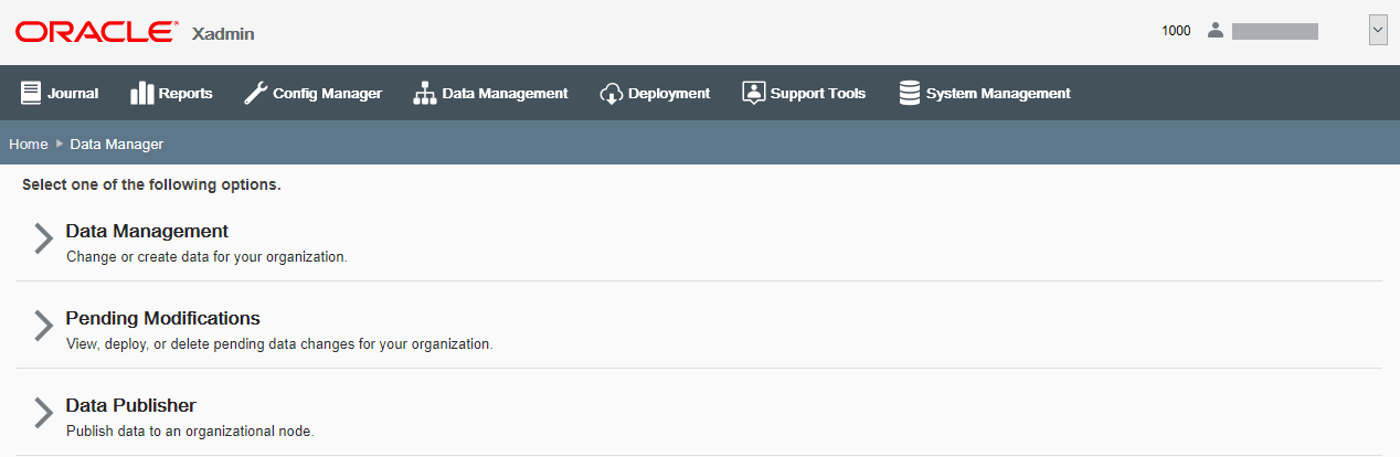 Data Manager page Data Manager page