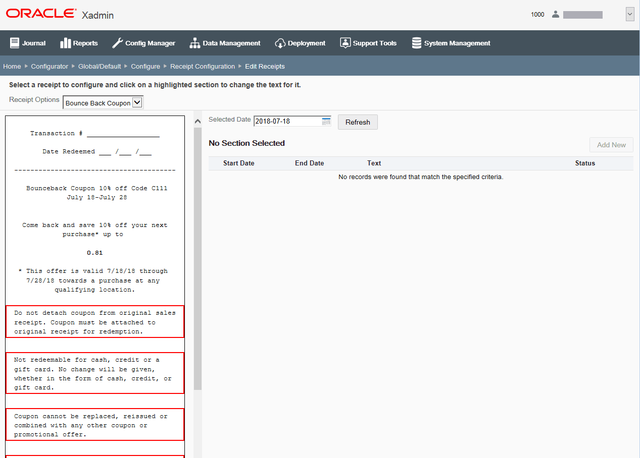 Edit Receipts - Example Bounce Back Coupon Edit Receipts - Example Bounce Back Coupon