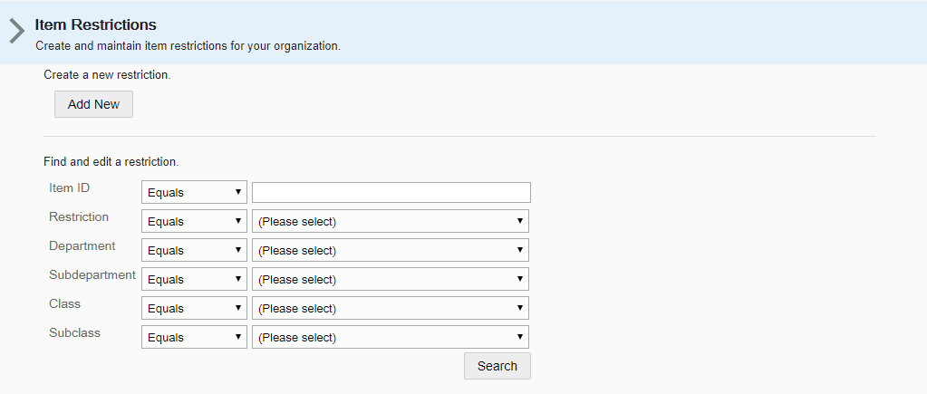Item Restriction Item Restriction