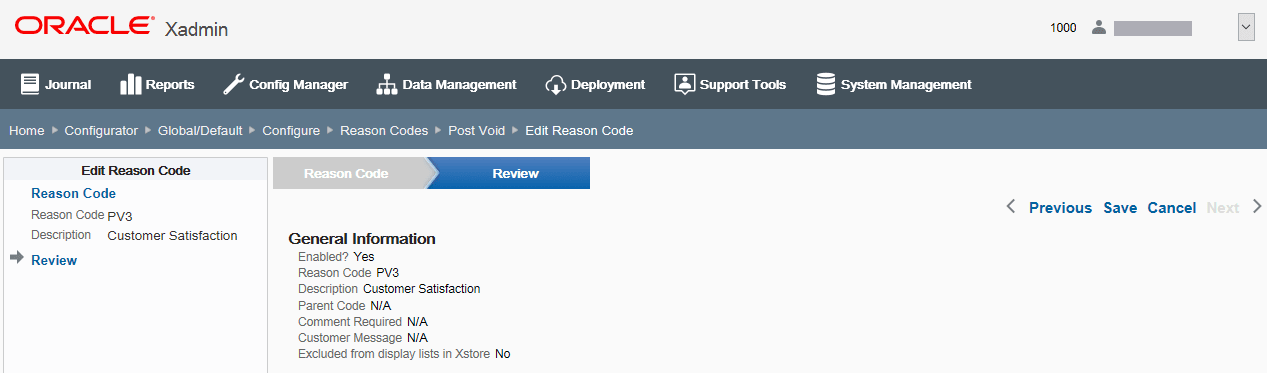 Reason Code Options Review Reason Code Options Review