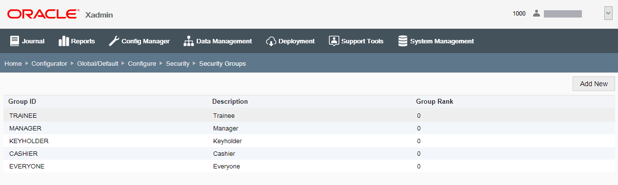 Security Groups page Security Groups page