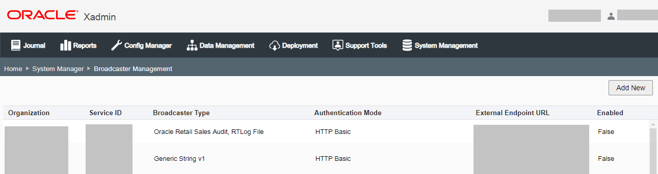 Broadcaster Management Page Broadcaster Management Page