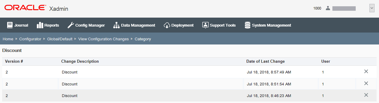 Configurator page - Delete option Configurator page - Delete option
