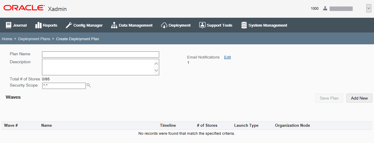 Create Deployment Plan page Create Deployment Plan page