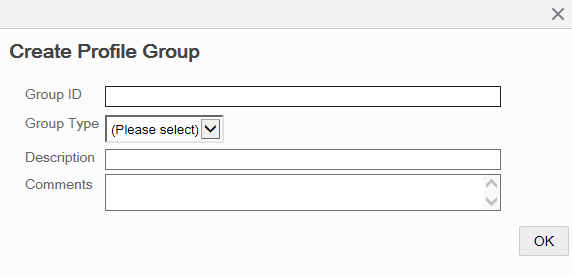 Create Profile Group Window Create Profile Group Window