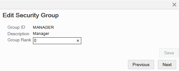 Edit Security Group window Edit Security Group window