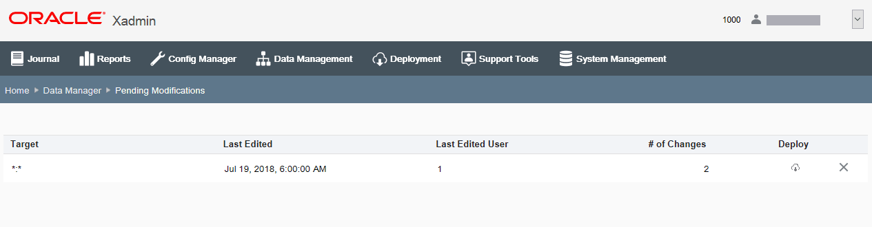 Pending Modifications page Pending Modifications page