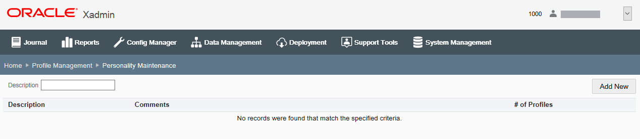 Personality Maintenance Page Personality Maintenance Page