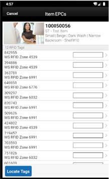 Item EPCs Screen Item EPCs Screen