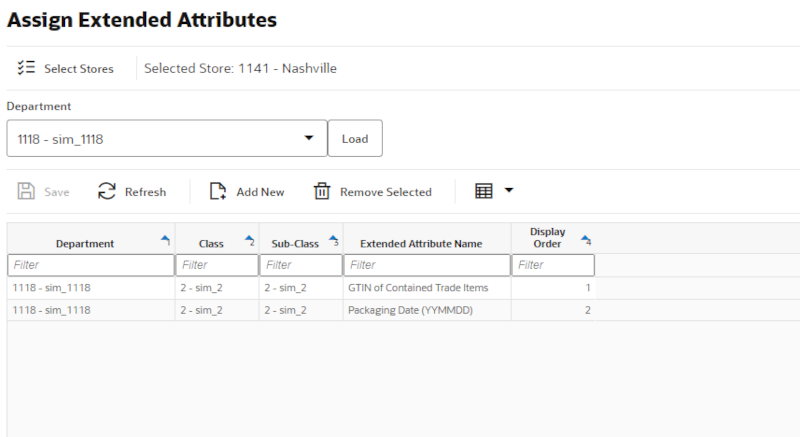 Assign Extended Attributes Screen