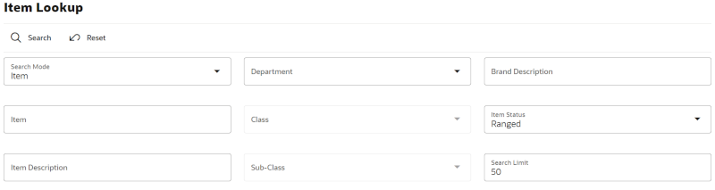 Search Mode: Item Search Mode: Item