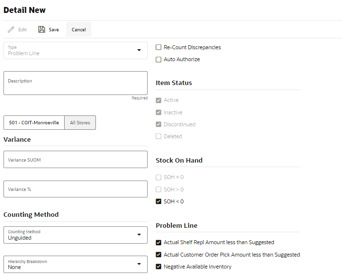 Product Groups Detail - Problem Line