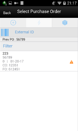 Select Purchase Order Screen