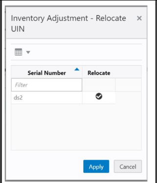 nventory Adjustment - UIN - Relocation