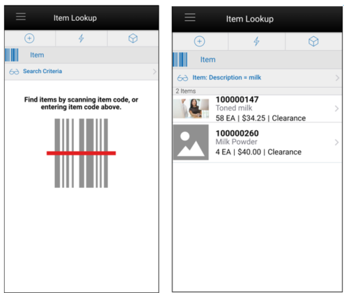 Item Lookup Screens Item Lookup Screens