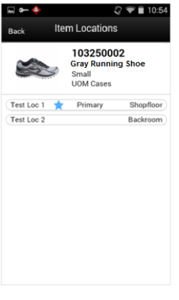 Item Locations Screen Item Locations Screen