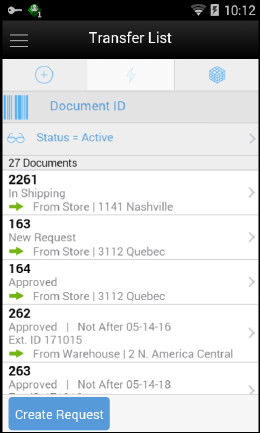 Transfer List Screen