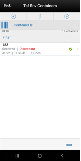 Tsf Rcv Containers Screen