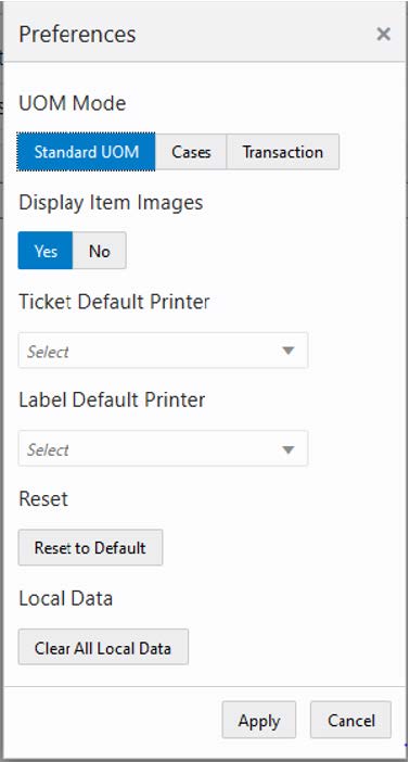 Ticket and Label Default Printer Setup