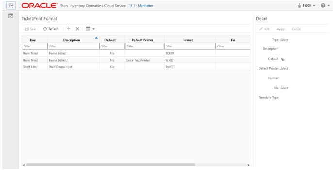 Ticket Print Format Screen