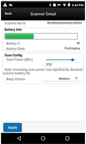 Scanner Detail screen