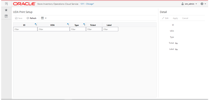 UDA Print Setup screen UDA Print Setup screen