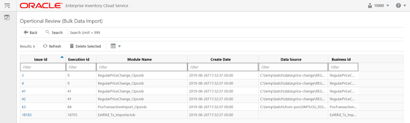 Bulk Data Import Screen Bulk Data Import Screen