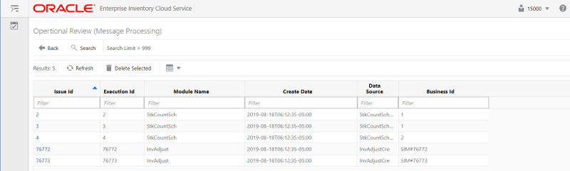 Message Processing Screen Message Processing Screen