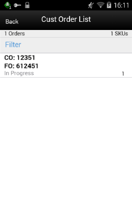 Customer Orders Screen Customer Orders Screen