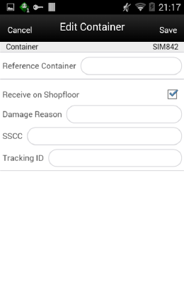Edit Container Screen Edit Container Screen