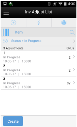 Inv Adjust List Screen Inv Adjust List Screen