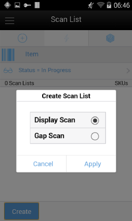 Create Scan List Screen Create Scan List Screen