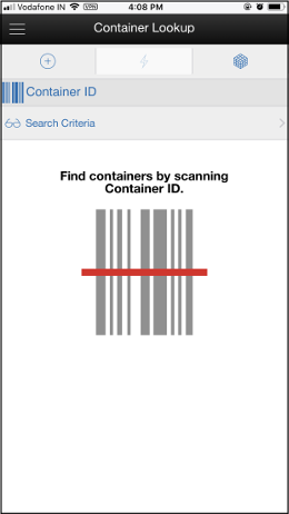 Container Lookup Screen Container Lookup Screen