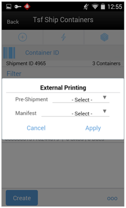 External Printing Screen External Printing Screen