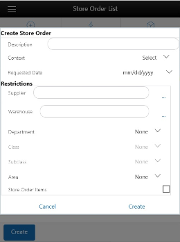 Create Store Order Create Store Order