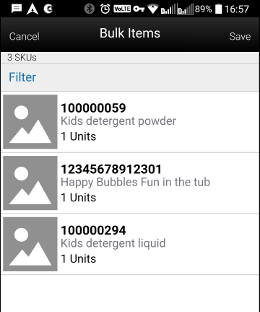 Bulk Items Screen Bulk Items Screen