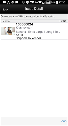 Issue Detail UIN Screen Issue Detail UIN Screen