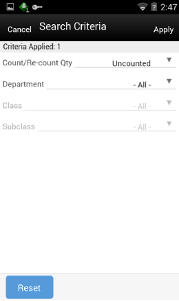 Search Criteria Screen Search Criteria Screen