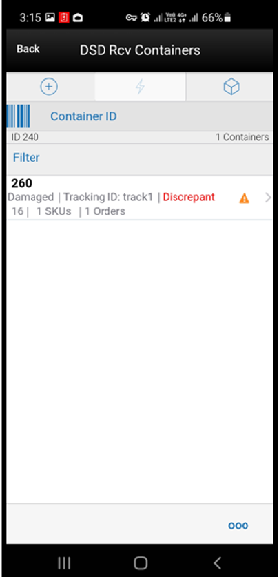 DSD Rcv Containers screen