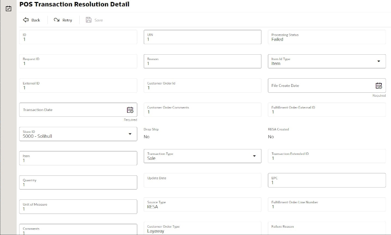 POS Transaction Resolution Detail